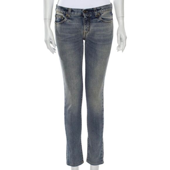 Saint-Laurent Mid-Rise Skinny Blue Jeans - Size 27 - Picture 1 of 3